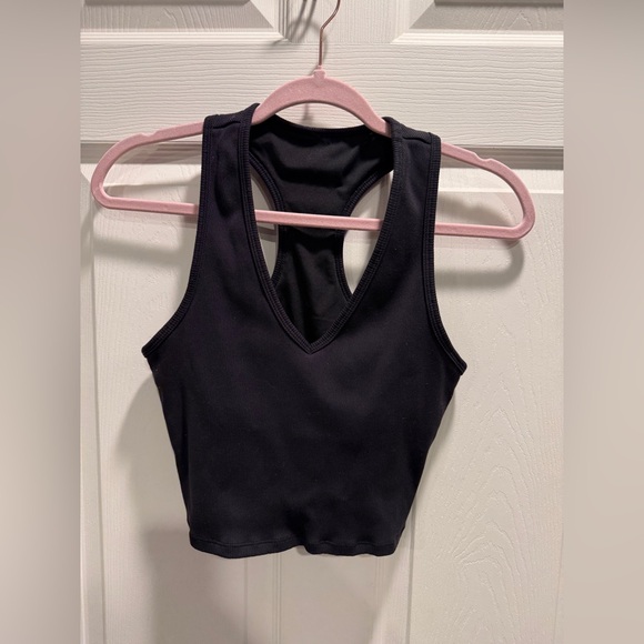 Alo Yoga Ribbed Aspire Tank Black w/ Built-In Shelf Bra Racerback Size Medium - Picture 3 of 9